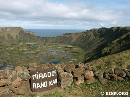 A view from the lookout point at the rim of Rano Kau.