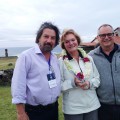 Charles Stanish, Jo Anne Van Tilburg, and Charlie Steinmetz at the opening reception for the Early Pacific Migration and Navigation Conference, Rapa Nui, November 2018.