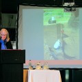 Sarah Sherwood presenting at the Early Pacific Migration and Navigation Conference, Rapa Nui, November 2018.