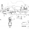 Plan view of Ahu Akahanga (7-548) with conjectural restoration of three moai, each with a different ahu construction. Plan drawn by Johannes Van Tilburg, 1983. Reconstructed statues drawn by Cristian Arevalo Pakarati.