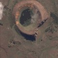 Figure 1. Rano Raraku crater lake, satellite imagery dated July 5, 2017, via Google Earth. 