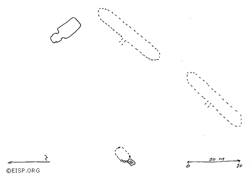 Sketch map showing Moai 32-023-001 and associated features related to Ahu Vai Mata. © 1983 EISP/JVT/Sketch: Frank Bock.