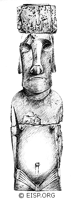 Reconstruction diagram of Moai Paro. ©2000 EISP/JVT/Drawing: Cristián Arévalo Pakarati.