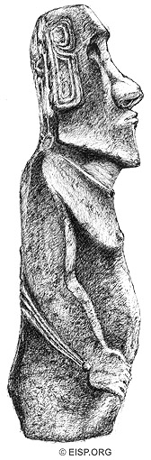 Right view drawing of Hoa Hakananai’a by C. Arévalo Pakarati.