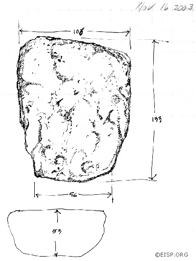 Sketches and measurements of newly recorded torso by Cristián Arévalo Pakarati ©2003 EISP.