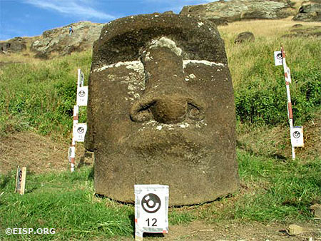 Moai RR-001-265 set-up for photogrammetry. ©2003 EISP/JVT/ Photo: A. Perlin