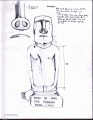 A page from Raúl Paoa’s sketch book, detailing the moai standing outside the Fonck Museum in Viña Del Mar, Chile. ©EISP/JVT/Sketch: Raúl Paoa.