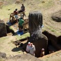 Overview of the excavation site in Rano Raraku interior.