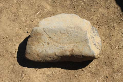 Detail of “Signature Stone” with vaka petroglyph.