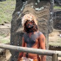 Benjamin Mihaore Pakarati Gonzalez in body paint at excavation site. © Easter Island Statue Project