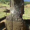 Back of statue RR-001-157 displaying petroglyphs exposed by excavation. © Easter Island Statue Project