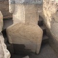 Back of statue RR-001-156 further revealing torso with petroglyphs. © Easter Island Statue Project