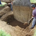 Patricio M. Paoa backfilling statue RR-001-157.