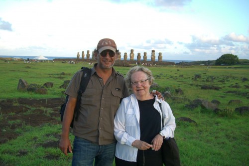 Adrienne L. Kaeppler with Cristián Arévalo Pakarati, Rapa Nui, 2013.