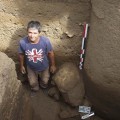 Newly discovered moai head carved of Rano Raraku tuff, Square 06, total height 69cm. © EISP.ORG 2014